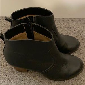 Black leather booties